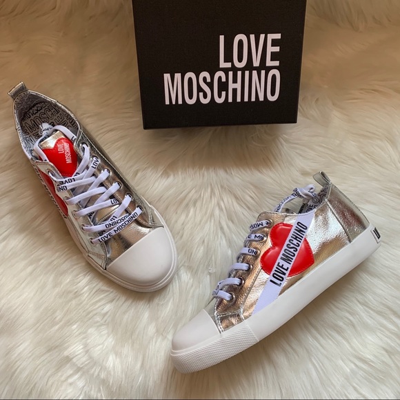 love moschino silver sneakers
